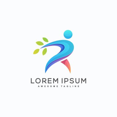 Soyut Yoga yaprak kavram illüstrasyon vektör tasarım şablonu