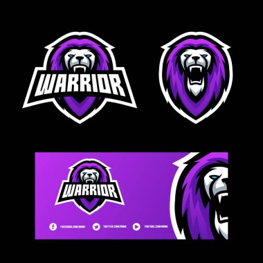 Soyut aslan savaşçı illüstrasyon vektör tasarım şablonu