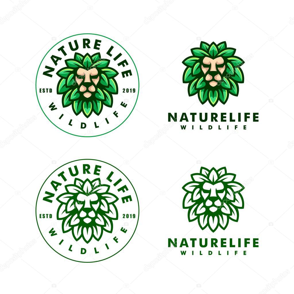 Abstract Lion Leaf illustration vector Design template. Suitable for Creative Industry, Multimedia, entertainment, Educations, Shop, and any related business