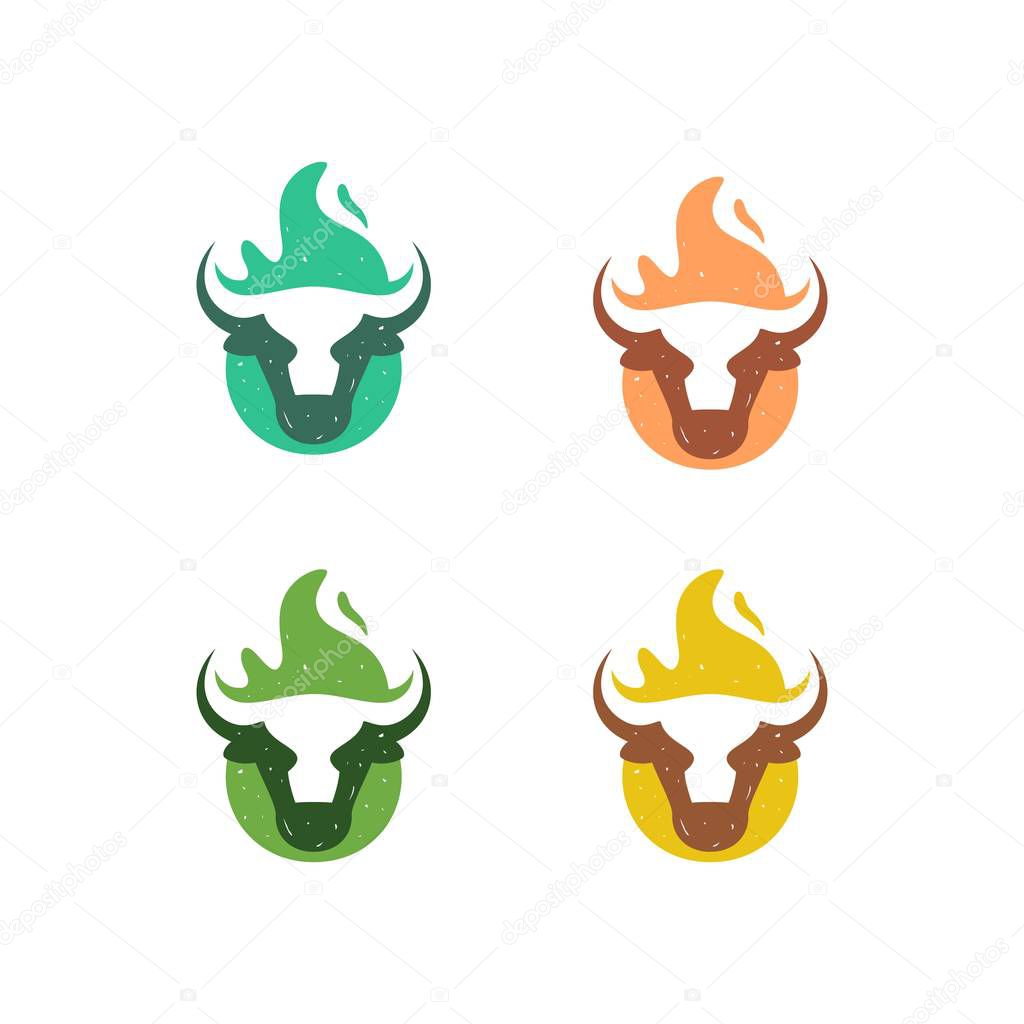 Abstract Cow Fire Concept illustration vector Design template. Suitable for Creative Industry, Multimedia, entertainment, Educations, Shop, and any related business