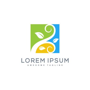 Çiçek ağaç illüstrasyon vektör şablonu