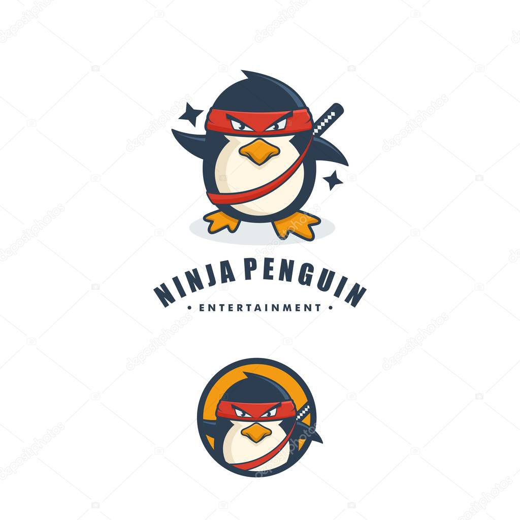 Ninja Penguin Concept illustration vector template