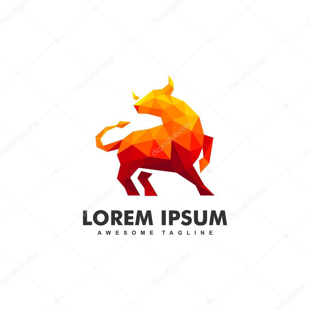 Bull Polygon Concept illustration vector template. Suitable for Creative Industry, Multimedia, entertainment, Educations, Shop, and any related business