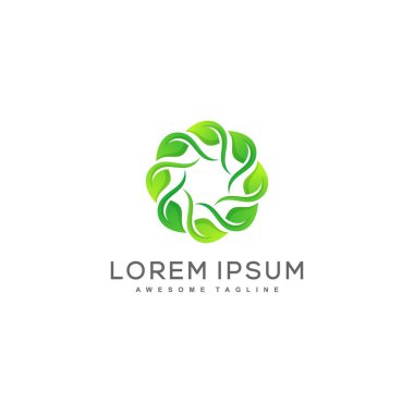 Daire yaprak illüstrasyon vektör tasarım şablonu