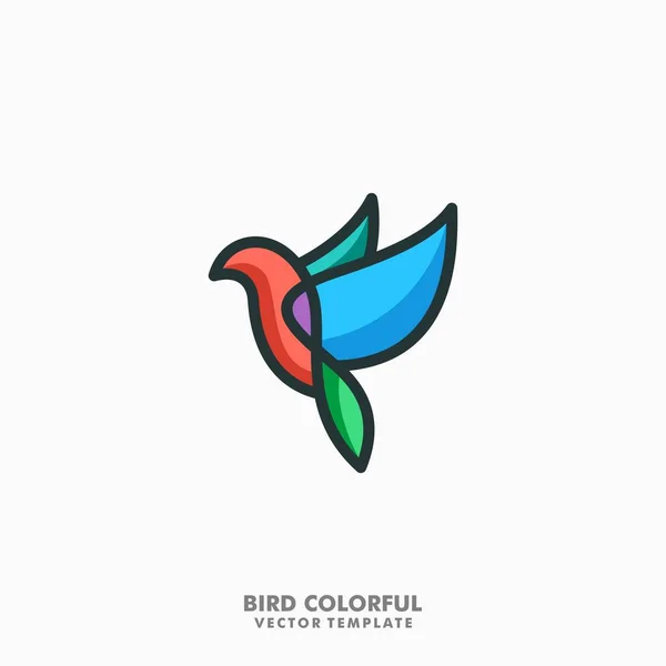 Bird Colorful Line art Concetto illustrazione modello vettoriale — Vettoriale Stock