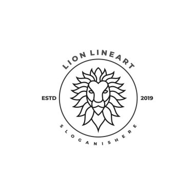 Lion Line illüstrasyon vektör tasarım şablonu