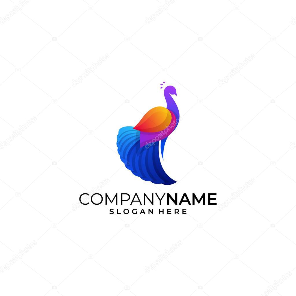 Peacock Colorful illustration vector template. Suitable for Creative Industry, Multimedia, entertainment, Educations, Shop, and any related business