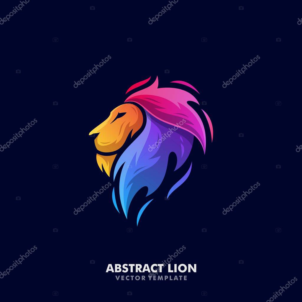 Abstract Lion Illustration Vector Template.Suitable for Creative Industry, Multimedia, entertainment, Educations, Shop, and any related business