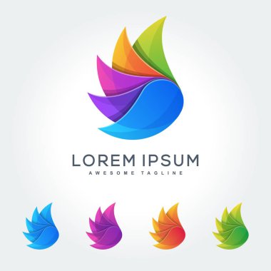 Soyut kanat logo seti şablon tasarım vektör elemanları dinamical