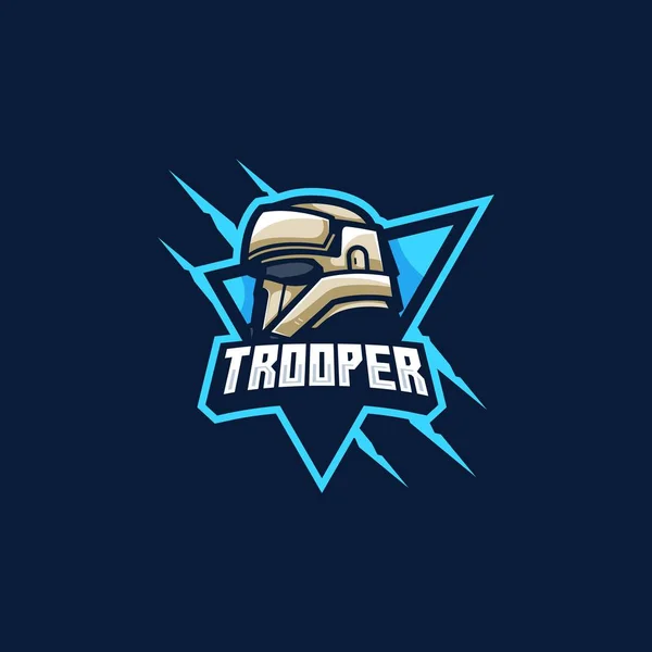 Mascote Trooper Jogos ilustração Vector Template — Vetor de Stock