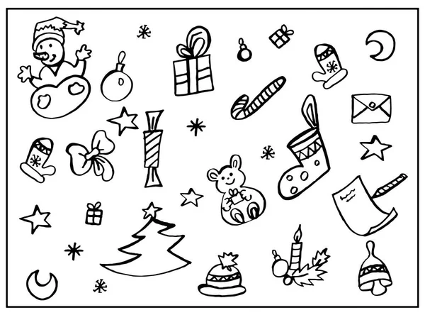 New Year Coloring Book Black White — Stock Photo, Image