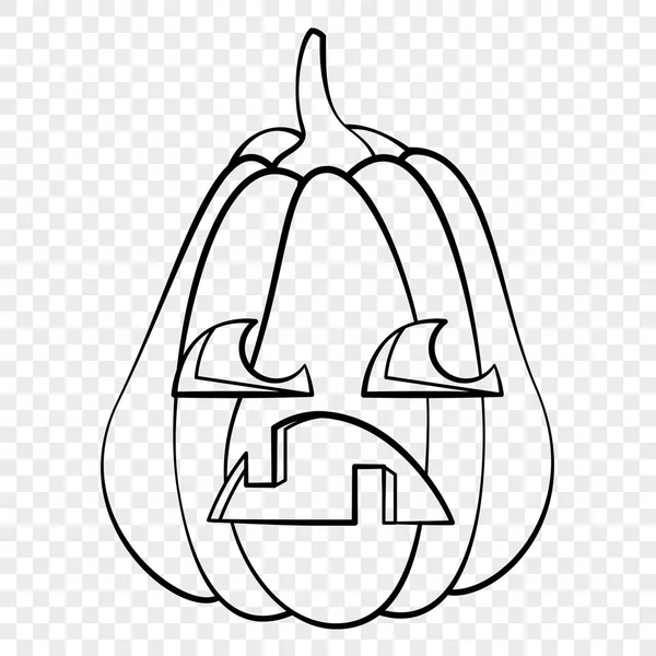 Sad face Halloween pumpkin emotion outline drawing for laser cutting, festive decor, stickers.