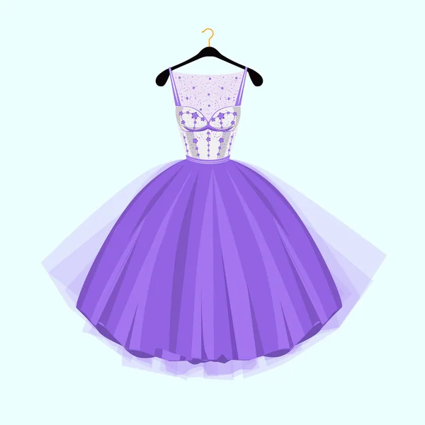 Robe Soirée Violette Robe Fête Style Vintage Avec Décoration Fleurs Illustration De Stock