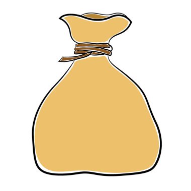 Para çantası Beyaz Arkaplanda izole edildi, karikatür illüstrasyonu.