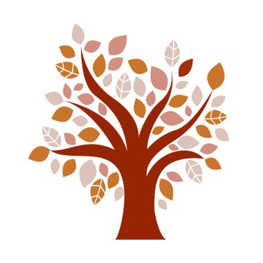 Beyaz arkaplanda izole edilmiş ağaç, Vektör illüstrasyonu