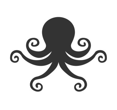 Açık renkli bir ahtapot izole silüeti. Beyaz arka plan üzerinde vektör çizim.