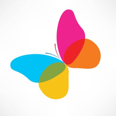 Renkli kelebekli beyaz arkaplan