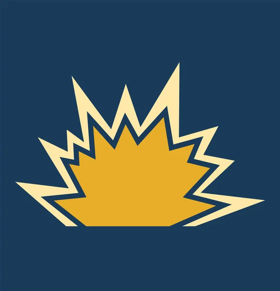 Vector Geel Explosiepictogram Blauwe Achtergrond — Stockvector