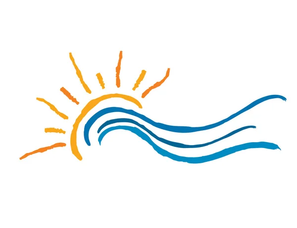 Drawing of sun and water. Vector illustration — Stock Vector