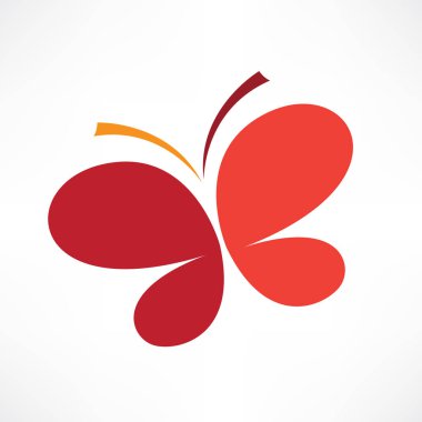 Kırmızı kelebekli beyaz arkaplan