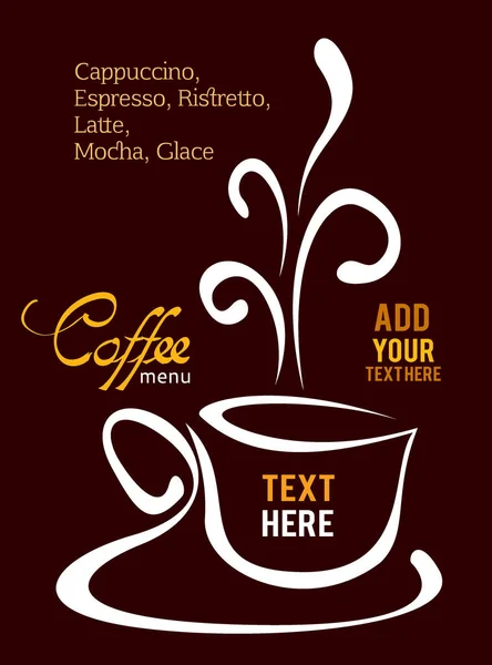 Tasse à café blanche sur fond brun, illustration — Image vectorielle