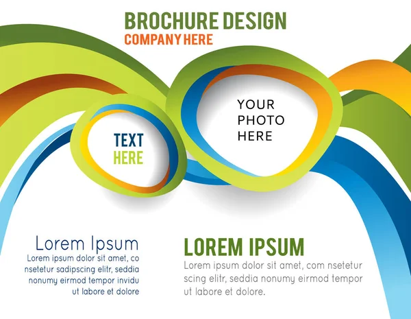 Rivista Brochure Progettazione Vettoriale Linee Curve Onda Liscia Cerchi Sfondo — Vettoriale Stock