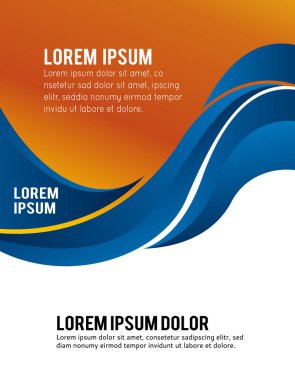 Dalgalı mavi ve turuncu arkaplan - broşür tasarımı veya el ilanı