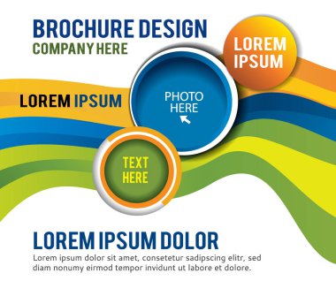 Broşür veya el ilanı için arka plan konsepti tasarımı, soyut vektör illüstrasyonu. Dalgalarla çember