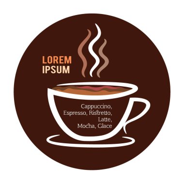 Beyaz arka planda koyu kahve fincanı, resimleme