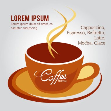 Kahverengi kahve fincanı beyaz arka plan, illüstrasyon