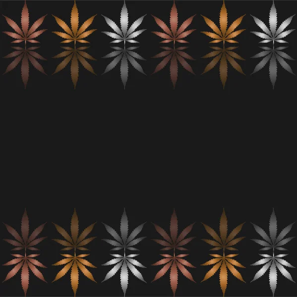 Altından, gümüşten ve bronzdan yapılmış kenevirden yapılmış kusursuz bir çerçeve ve siyah arka plandaki yansımaları.