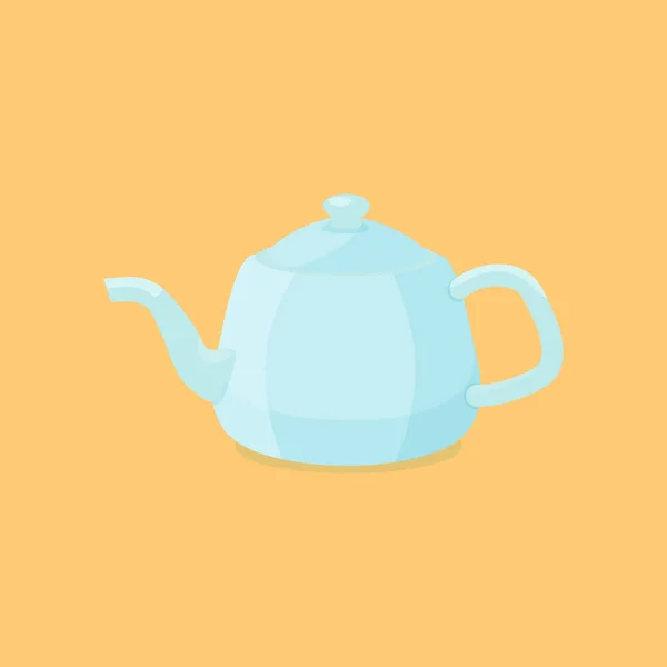 Light Blue Teapot Lid Orange Background Side View — Stock Vector