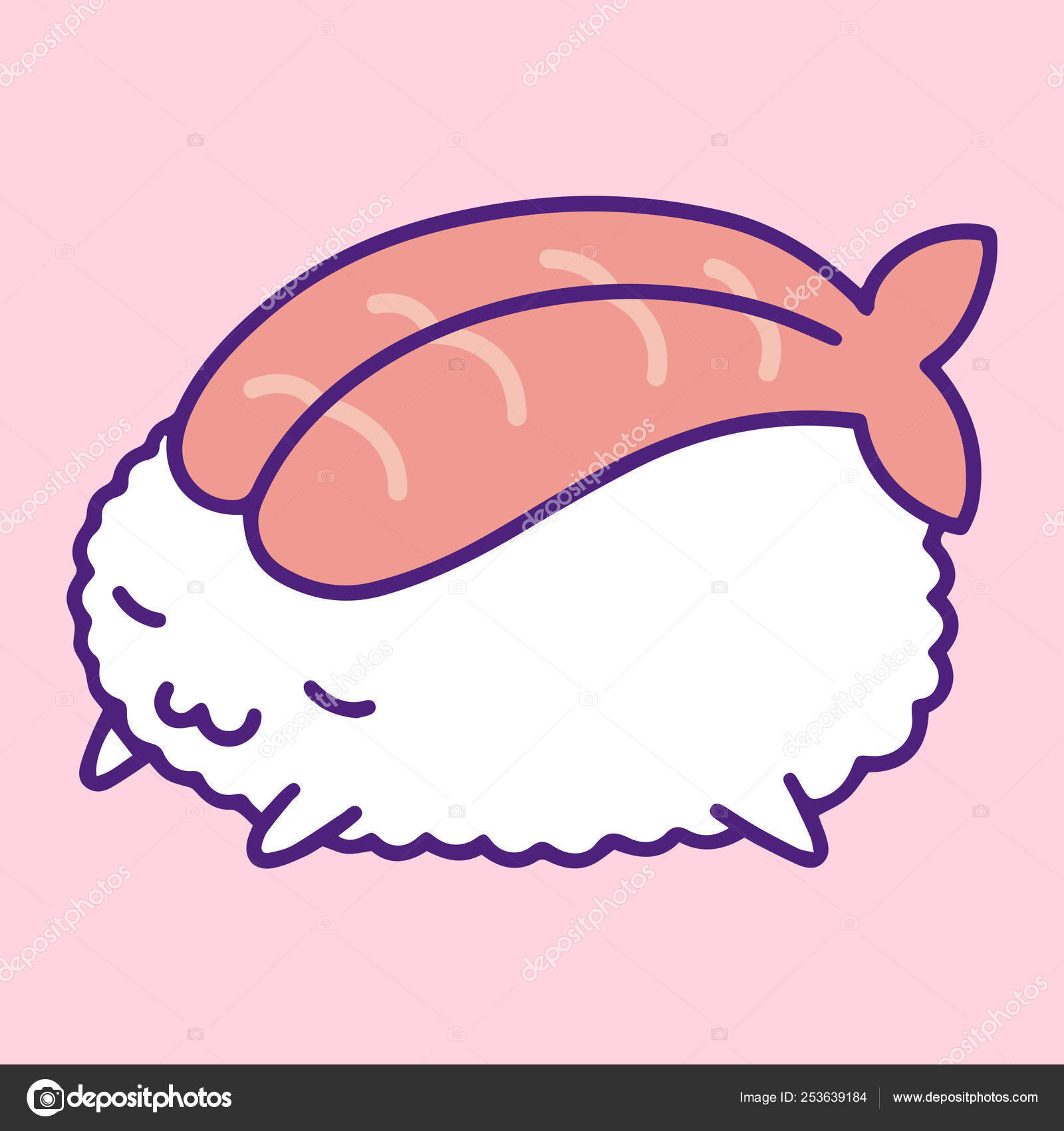 Cute Kawaii Illustration Shrimp Rice Sleeping Handmade Cartoon