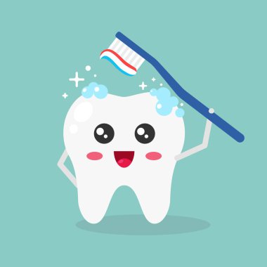 Sevimli Diş Maskotu kendini yıkama