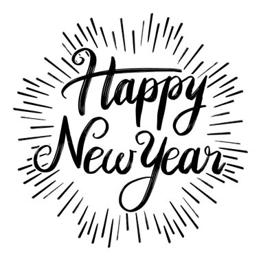 Yeni Yılınız Kutlu Olsun. Metin sıçratan hareket tarzı arka plan olarak dekore edilmiş. Soyut tasarım arka plan ile. Desen afiş şablon