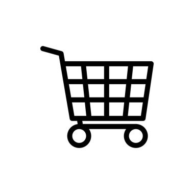 alışveriş sepeti siyah beyaz vektör simgesi