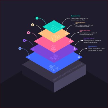  Yanında adımlar ve açıklama içeren İnfografik öğeler 