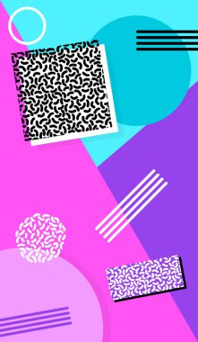 Renkli geometrik soyut arka plan, geometrik desen, Memphis tarzı