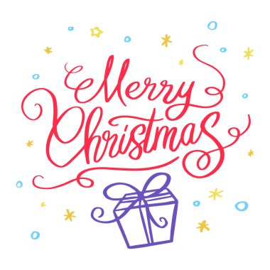 Handdrawn Merry Noel yazı tipografi selamlar kart