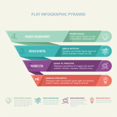 Yanında adımlar ve açıklama ile Renkli Hiyerarşi Piramit Bilgi Grafiği öğeleri 