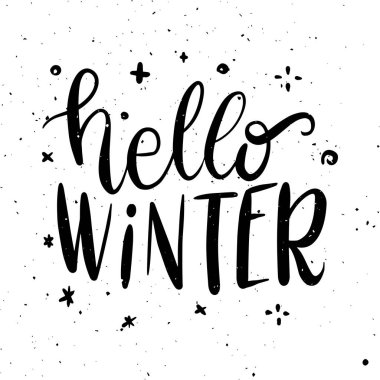 Merhaba dekoratif tebrik kartı yazı kış