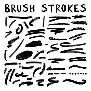 İşaretleyici Fırça Biçiminde Altı Çizili Vuruşlar El Yapımı Koleksiyon Kümesi Çeşitli Şekiller