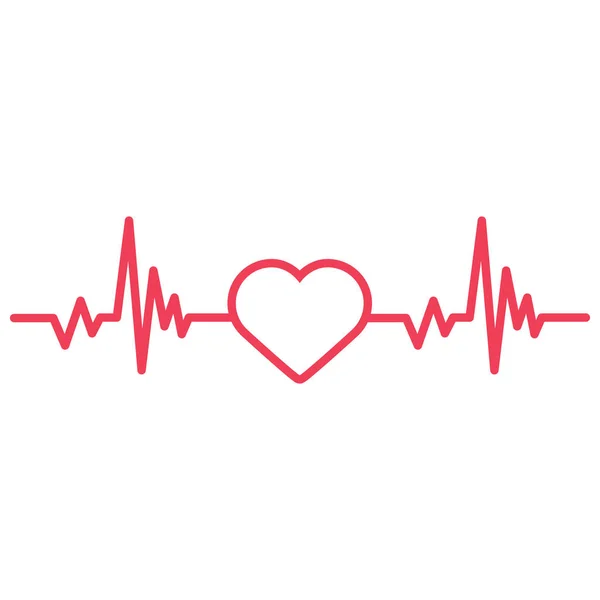 Heartbeat Lijn Hart Cardio — Stockvector