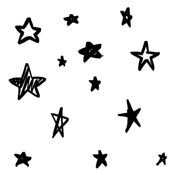 Patrón Estrellas Geométricas Modernas Vector Star Pattern Fondo Dibujado Mano — Vector de stock