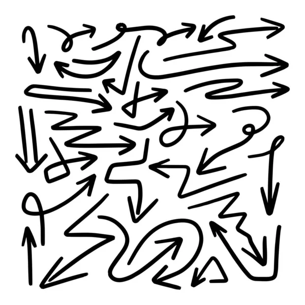 Ilustración Grunge Sketch Hecho Mano Acuarela Doodle Vector Arrow Set — Archivo Imágenes Vectoriales