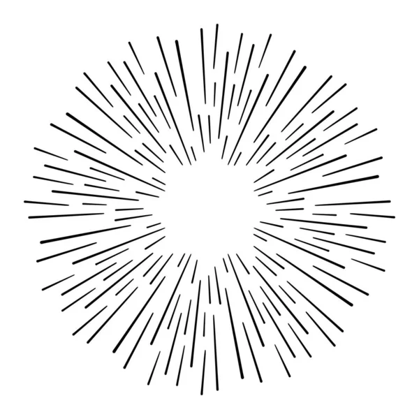 Vintage Sunburst Exploze Handdrawn Design Element Fireworks Černé Paprsky — Stockový vektor