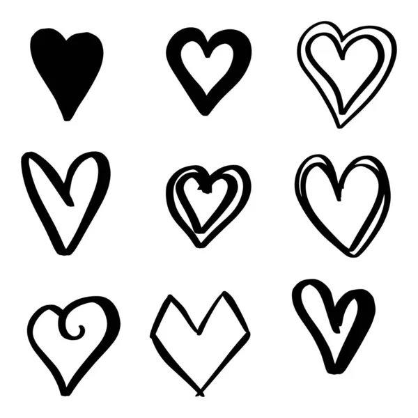 Handdrawn Hearts Isolated White Background Vector Illustration Your Graphic Design — Stock Vector