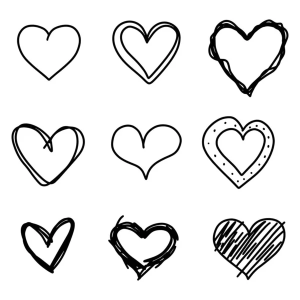 Набір Сердець Намальований Ізольовано Фоні Може Використовуватися Вітальних Листівок Плакатів — стоковий вектор