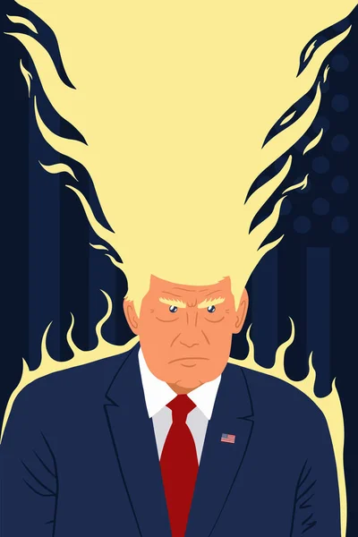Washington Febrero 2019 Presidente Donald Trump Vector Ilustración Caricatura Retrato — Vector de stock