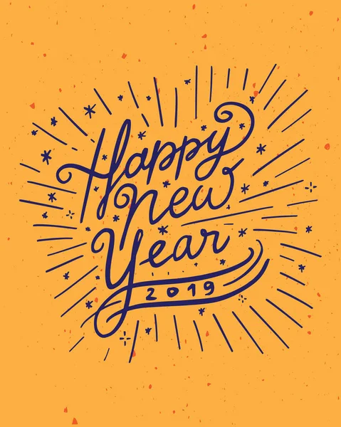 Feliz Año Nuevo 2019 Tarjeta Felicitación Celebración Para Víspera Año — Vector de stock